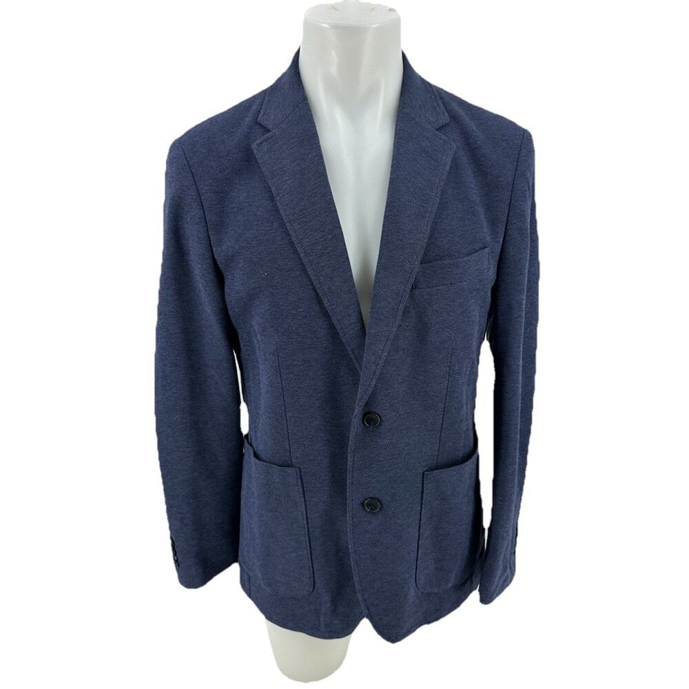 Michael Strahan Small Men Knit Jacket Blue Blazer Unlined Modern Fit 14-4K